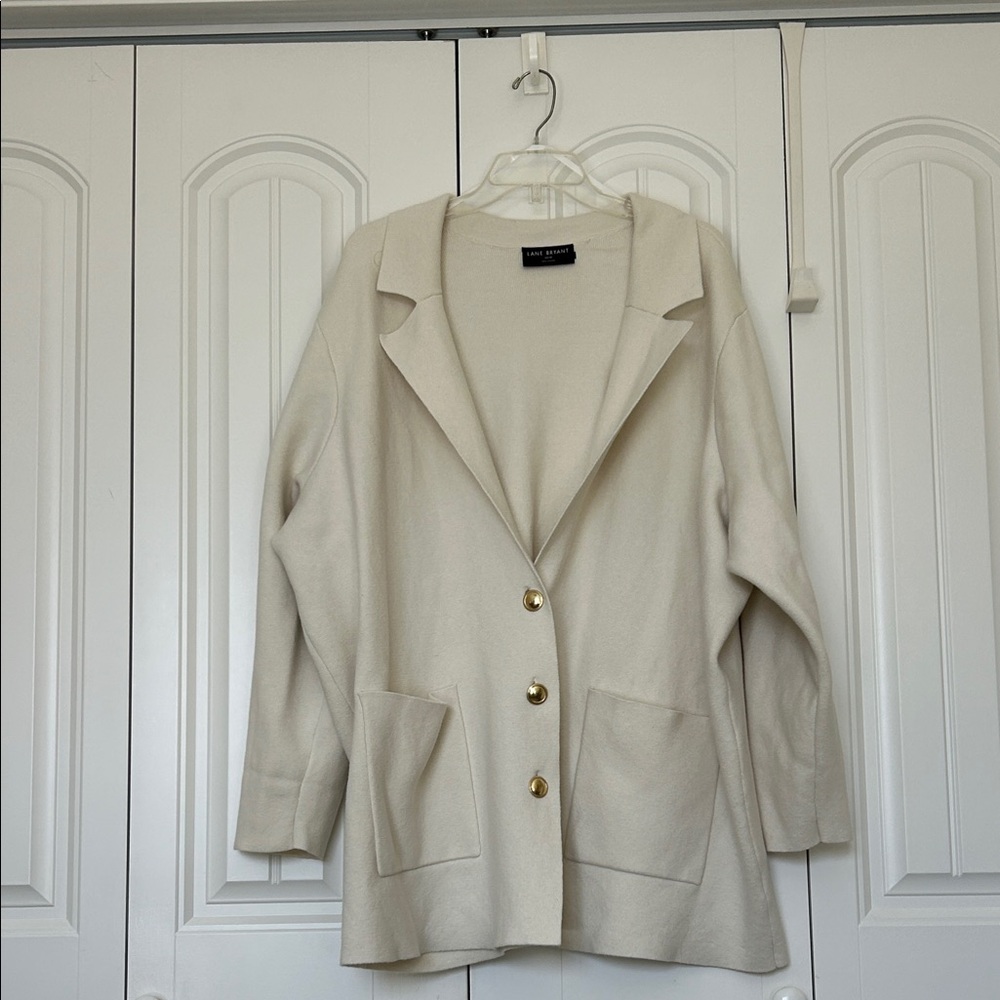 Lane Bryant Cream Blazer with Gold Buttons
